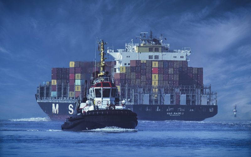 ship, container ship, tractor, sea, seafaring, shipping, container, logistics, nature, freight, automobile
